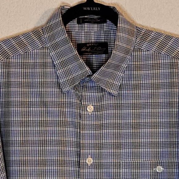 Orvis Signature Collection Shirt Men's XL White Blue Black Check Print READ Flaw - Picture 2 of 7